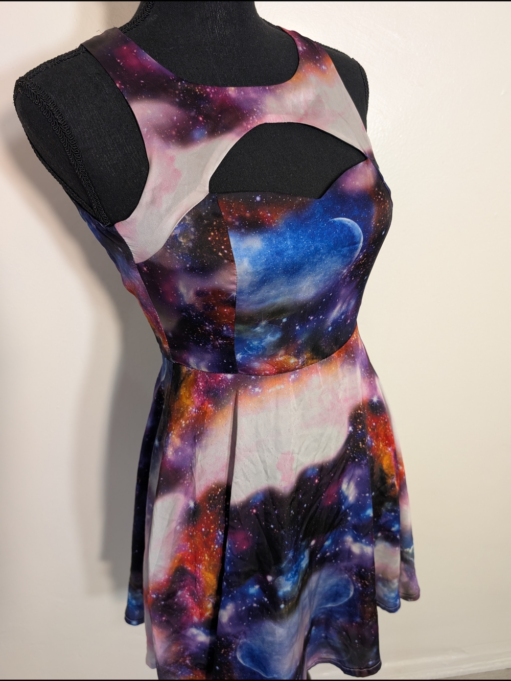 Bundle 3/$20 Millau Galaxy Print Cutout Skater Dress - Blue, Purple, Pink